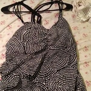 Black and White Tankini Top